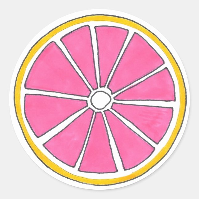 Pink Yellow Grapefruit Citrus Fruit Slice Stickers (Front)