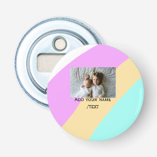 Pink yellow green add photo text name custom edita bottle opener