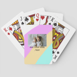 Pink yellow green add photo text name custom edita playing cards