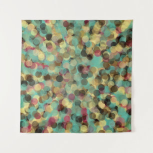 pink yellow green and blue circle pattern abstract tapestry