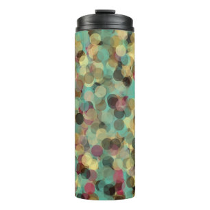 pink yellow green and blue circle pattern abstract thermal tumbler