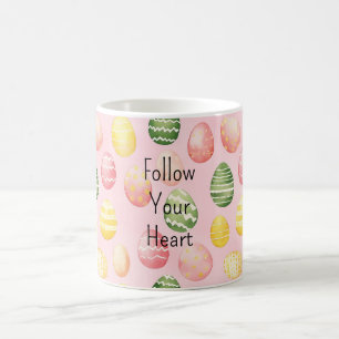 Pink Yellow Green Easter Eggs Coffee Mug