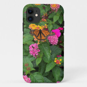 Pink Yellow Green Floral Lantana with Butterfly  iPhone 11 Case