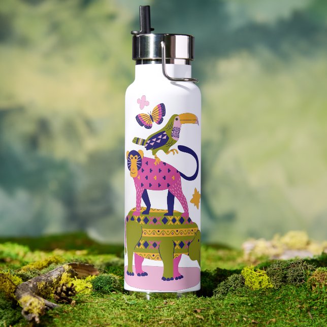 Pink Yellow Green Personal Water Bottle (Outdoor)