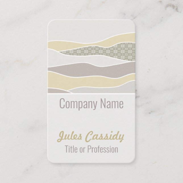 Pink Yellow Green Stripes Abstract Wave Vertical Business Card (Front)