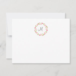 Pink Yellow Green Watercolor Floral Wreath Card