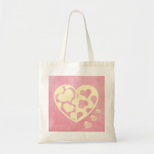 Pink Yellow Heart Wedding Tote Bag