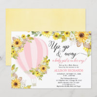 Pink yellow hot air balloon sunflowers girl baby