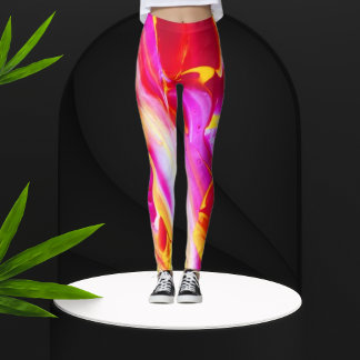 Pink Yellow Leggings Bold Vibrant Stylish Comfort