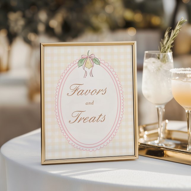 Pink & Yellow Lemon Bow Favors and Treats Sign (Creator Uploaded)