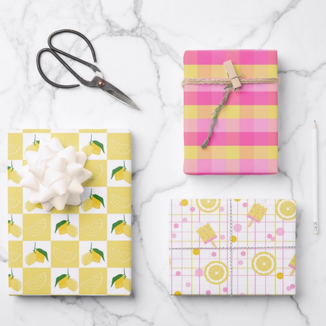 Pink Yellow Lemons Amalfi Italy 2 Wrapping Paper Sheet (Front)