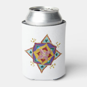 Pink Yellow Mandala Can Cooler