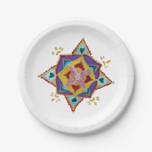 Pink Yellow Mandala Paper Plates