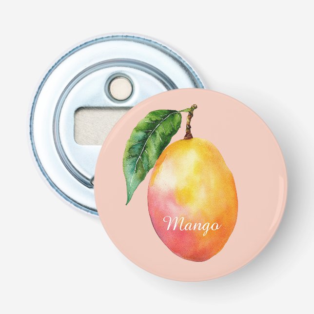 Pink Yellow Mango Fruit Bottle Opener (Front)