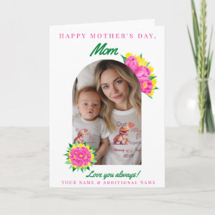 Pink & Yellow Mother's Day Tulips Photo Arch Card