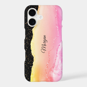 Pink & Yellow Ombre Agate, Gold Stars & DIY Name