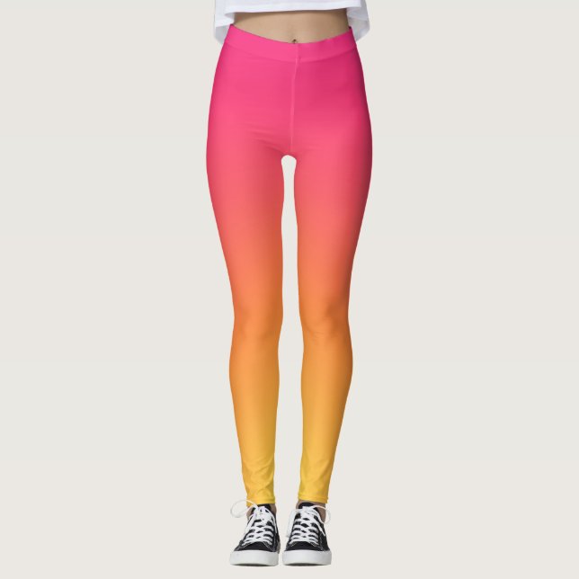 Pink yellow ombre smooth gradient Leggings (Front)