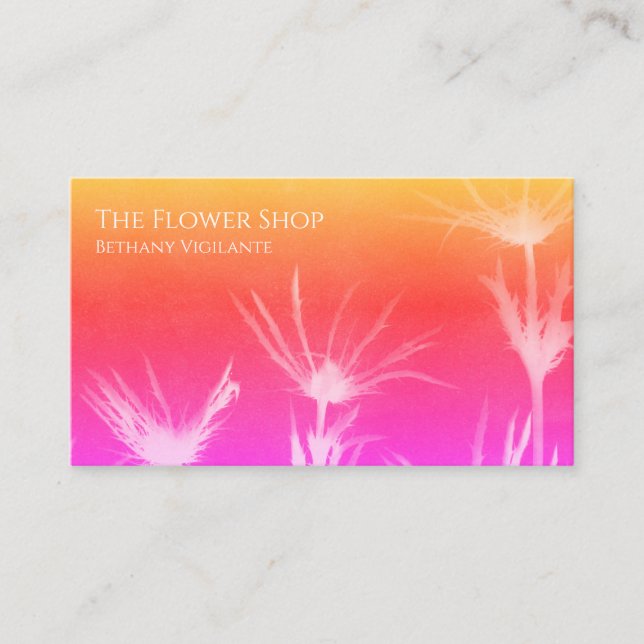 Pink Yellow Orange Flower Business Card  (Front)