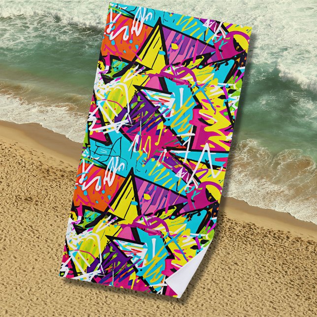 Pink Yellow Orange Graffiti Beach Towel (Creator Uploaded)