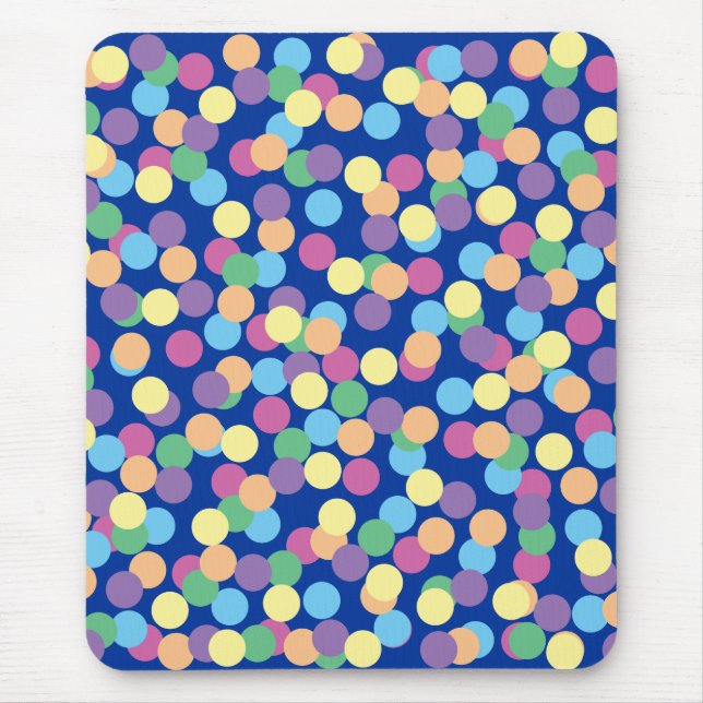 Pink Yellow Orange Green Blue Purple Polka-Dots Mouse Pad (Front)