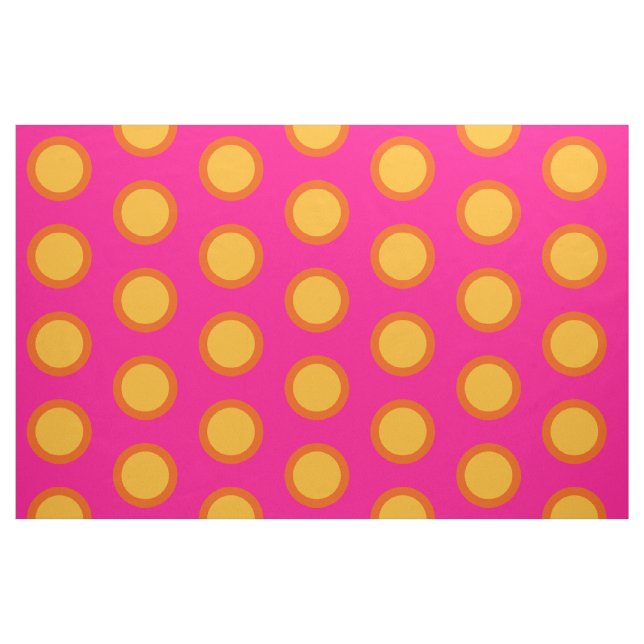 Pink Yellow Orange Polka Dot Combed Cotton Fabric (Fat Quarter)