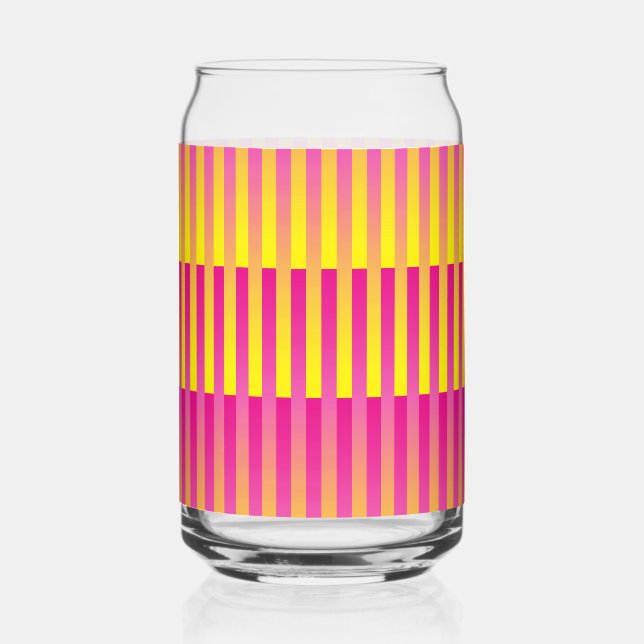 Pink Yellow Orange Striped Can Glass (Front)