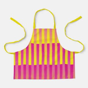 Pink Yellow Orange Striped Pattern Apron