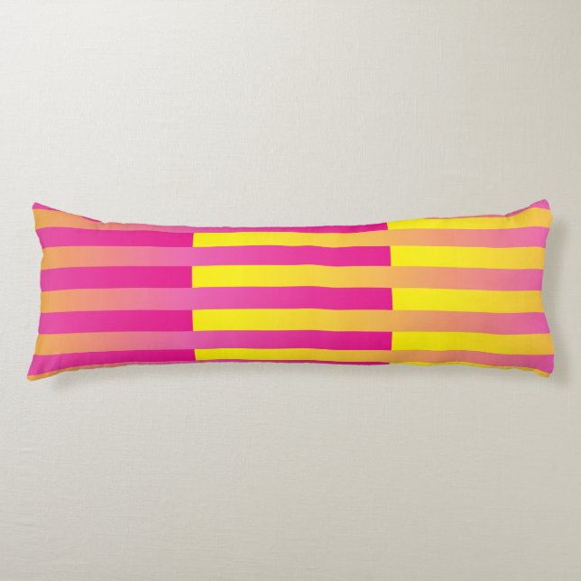Pink Yellow Orange Striped Pattern Body Cushion (Front)