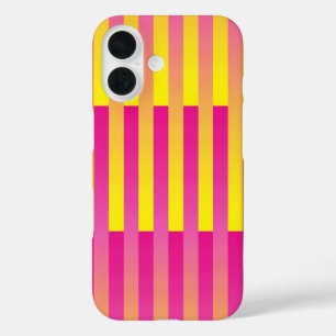 Pink Yellow Orange Striped Pattern iPhone 16 Case