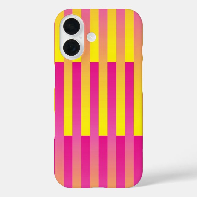 Pink Yellow Orange Striped Pattern Case-Mate iPhone Case (Back)