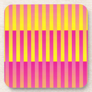 Pink Yellow Orange Striped Pattern Coaster