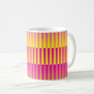 Pink Yellow Orange Striped Pattern Coffee Mug