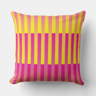Pink Yellow Orange Striped Pattern Cushion