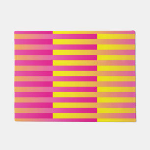 Pink Yellow Orange Striped Pattern Doormat