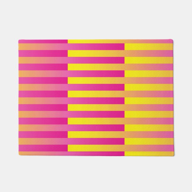 Pink Yellow Orange Striped Pattern Doormat (Front)