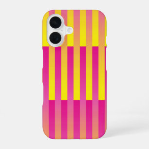 Pink Yellow Orange Striped Pattern iPhone 16 Case