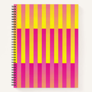Pink Yellow Orange Striped Pattern Notebook