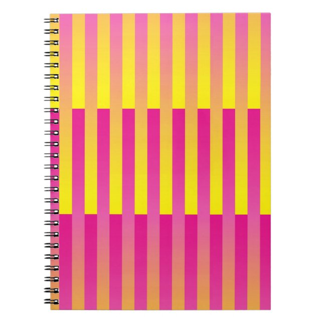 Pink Yellow Orange Striped Pattern Notebook (Front)
