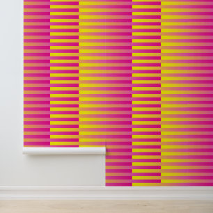 Pink Yellow Orange Striped Pattern Wallpaper