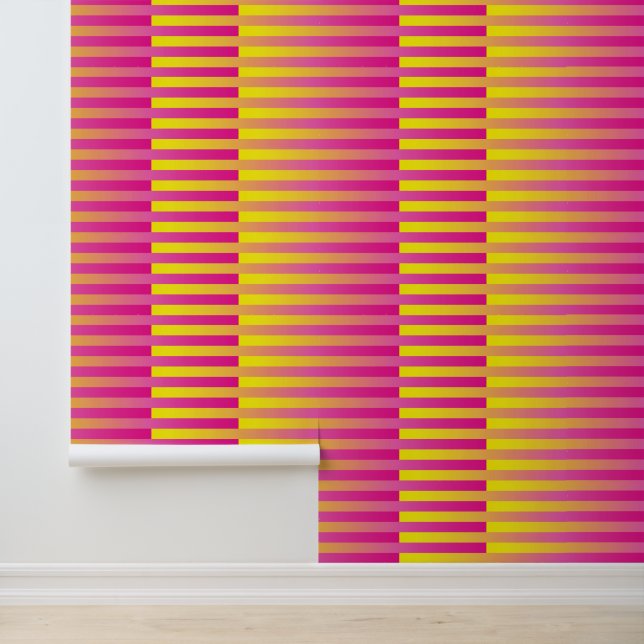 Pink Yellow Orange Striped Pattern Wallpaper (Application)