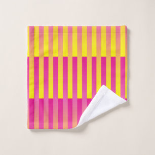Pink Yellow Orange Striped Pattern Wash Cloth