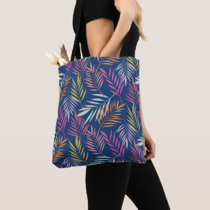Pink Yellow Orange Tropical Palm Leaves  Tote Bag