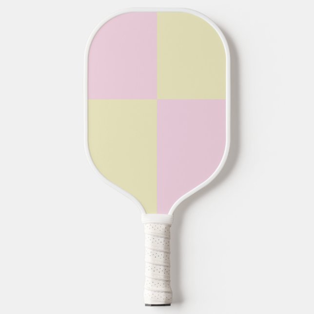 Pink Yellow Pink Chequered Pattern Pickleball Paddle (Front)