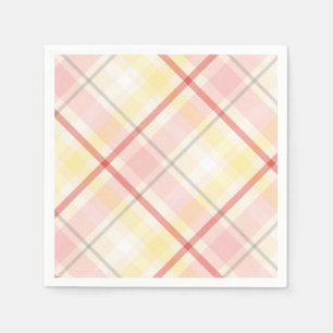 Pink & Yellow Plaid Stripe Argyle Wedding Party Napkin