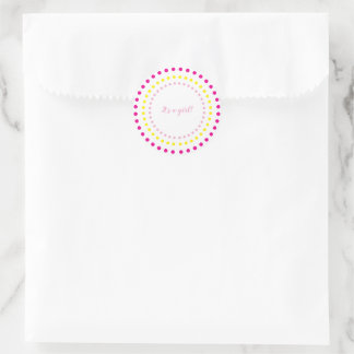 Pink & Yellow Polka Dots Baby Girl Gender Reveal Classic Round Sticker