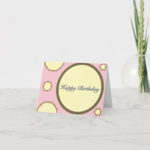 Pink Yellow Polka Dots Happy Birthday Card