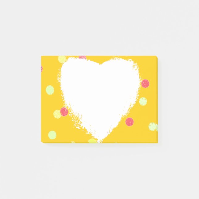 pink, yellow polka dots & white heart shape post-it notes (Front)