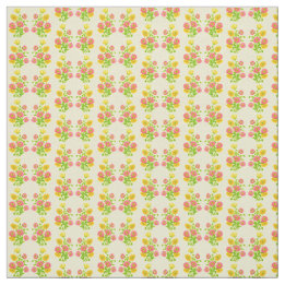 Pink Yellow Poppy Flowers Fabric
