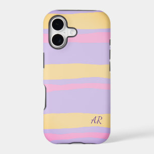Pink Yellow Purple Pastel Wavy Stripes iPhone Case