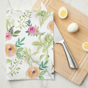 Pink Yellow Purple Red Floral Flowers Tea Towel